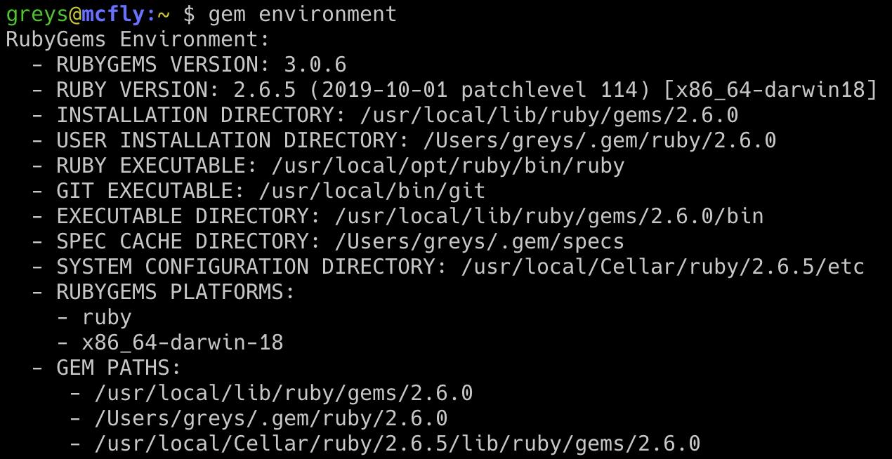 gem environment in macOS