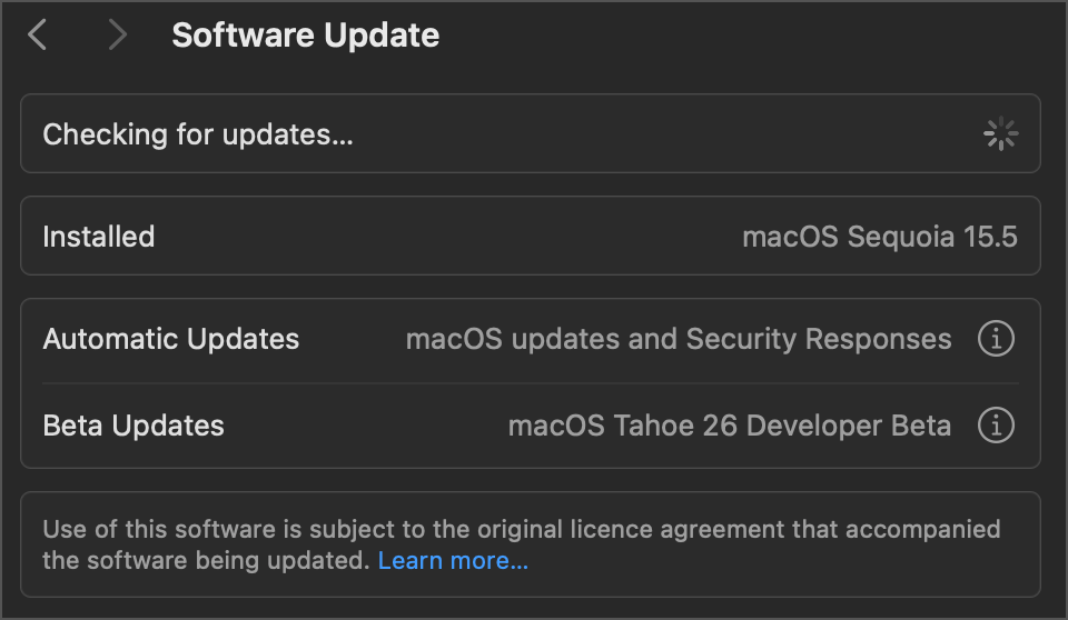 macOS Tahoe beta