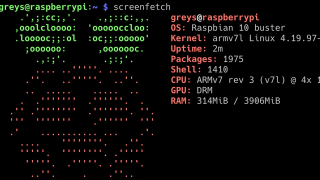 screenfetch - Raspbian Buster - RPi 4