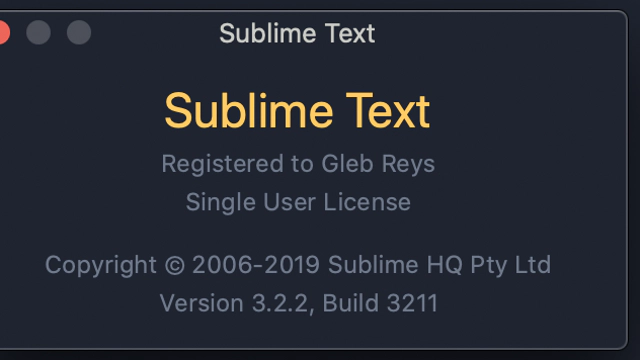 Registered Copy of Sublime Text 3